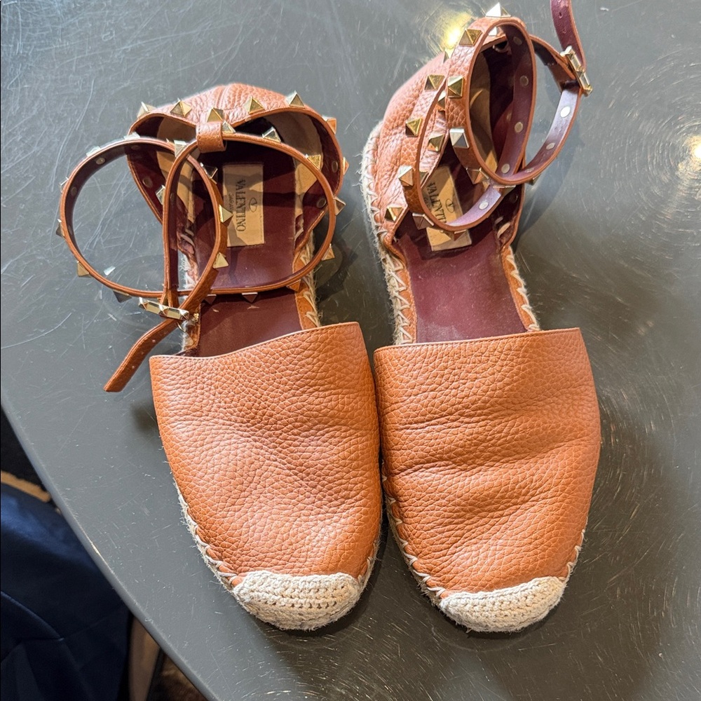 Valentino Women's Brown Espadrilles with Studded Straps